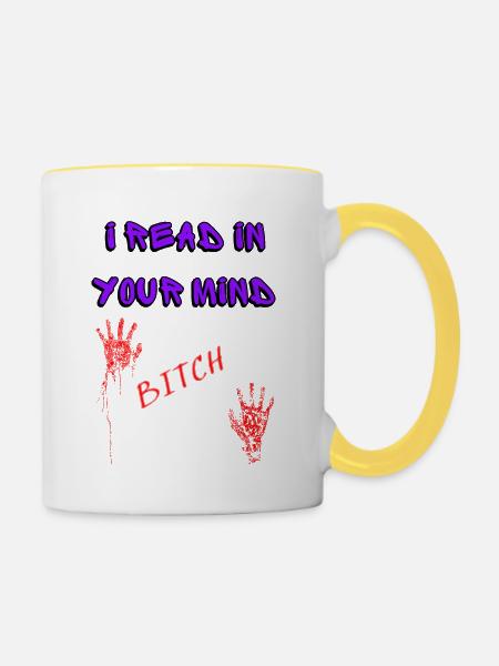 , ich lese deine Gedanken - Tasse zweifarbig - Weiß/Gelb