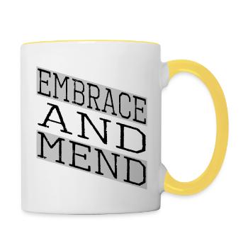supportive relationships, emotional support - Contrasting Mug - white/yellow - Right