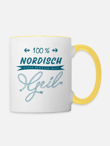 100 Prozent nordisch - Tasse zweifarbig - Weiß/Gelb