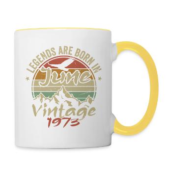 Anniversaire Juin 1973 né en Juin 1973 Rétro 1973 - Mug contrasté - blanc/jaune - Droite