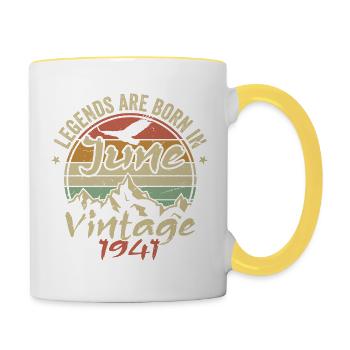 Birthday June 1941 born in June 1941 Retro 1941 - Contrasting Mug - white/yellow - Right