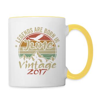 Anniversaire Juin 2017 né en Juin 2017 Rétro 2017 - Mug contrasté - blanc/jaune - Droite