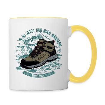 Ab jetzt nur noch wandern - Rente 2024 - Tasse zweifarbig - Weiß/Gelb - Rechts