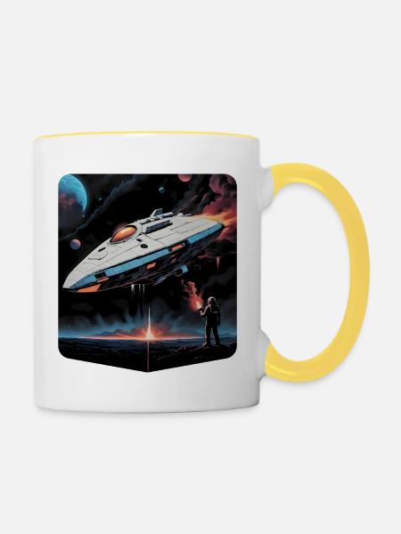 Ai Planet Raumschiff - Tasse zweifarbig - Weiß/Gelb