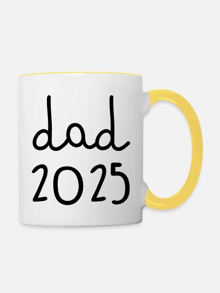 Dad 2025 - Tasse zweifarbig - Weiß/Gelb