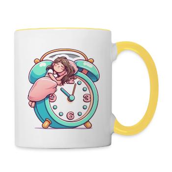 Sommeil réparateur jusqu’à ce que le réveil sonne - Mug contrasté - blanc/jaune - Droite