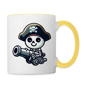 Crâne Pirate - Trésor Squelette - Mug contrasté - blanc/jaune - Droite