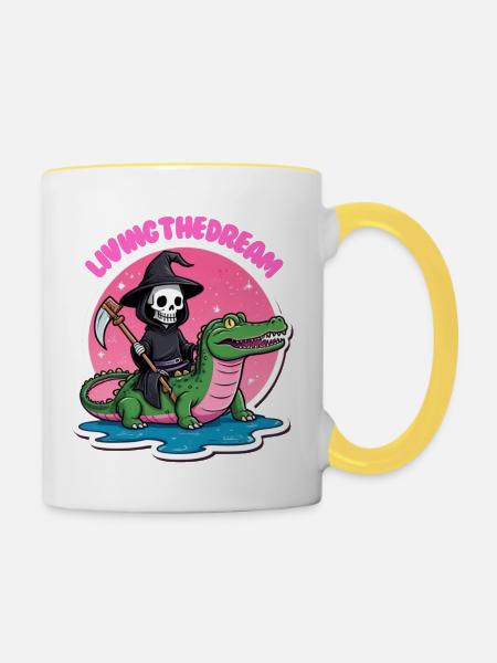 Den Traum leben - Tasse zweifarbig - Weiß/Gelb