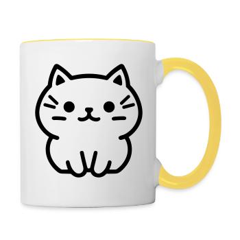 Kätzchen - Tasse zweifarbig - Weiß/Gelb - Rechts