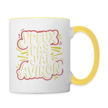 J'peux pas j'ai aviron - Mug contrasté - blanc/jaune - Droite