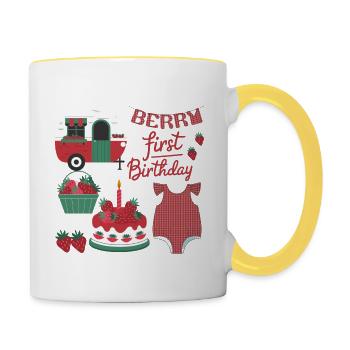 Berry 1er anniversaire - Mug contrasté - blanc/jaune - Droite