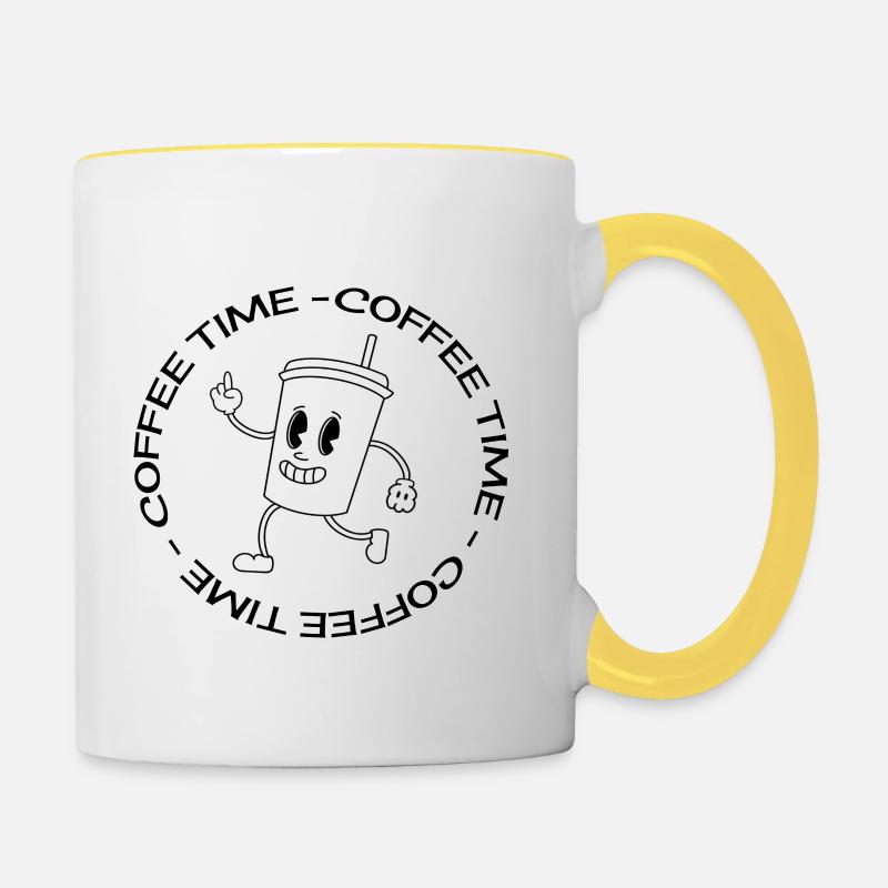 COFFEE TIME - Mug contrasté - blanc/jaune