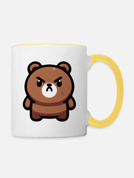 Heftige Braunbär-Kunst - Tasse zweifarbig - Weiß/Gelb