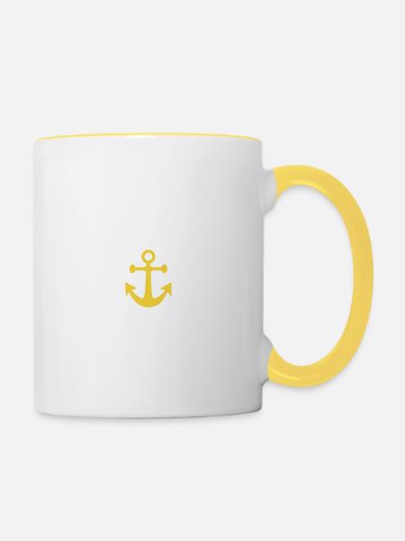 Portugisiescher Fischer aus Faro - Tasse zweifarbig - Weiß/Gelb