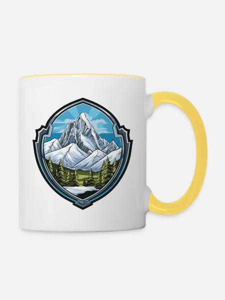 berge 6 - Tasse zweifarbig - Weiß/Gelb
