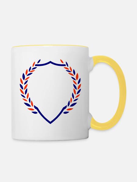 Schild Kranz Symbol Wappen - Tasse zweifarbig - Weiß/Gelb