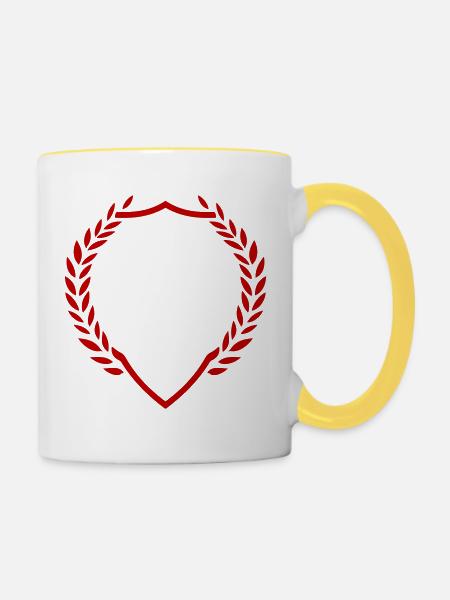 Wappen Schild Kranz Symbol - Tasse zweifarbig - Weiß/Gelb