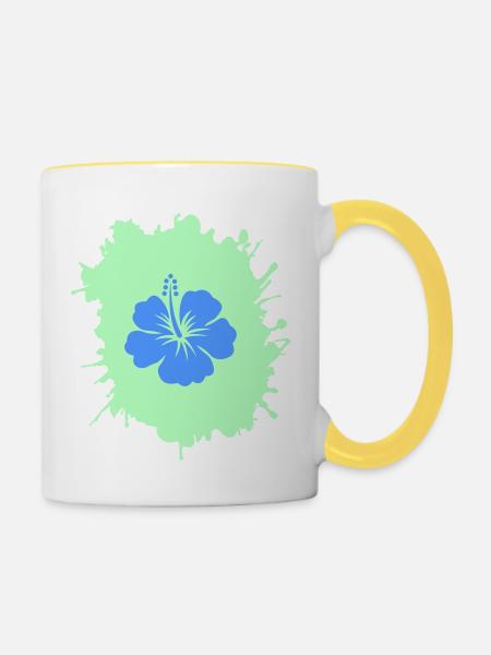 hibiskus klecks - Tasse zweifarbig - Weiß/Gelb