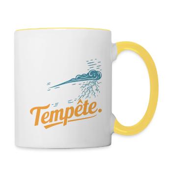 Qui sème le vent récolte la tempête - Mug contrasté - blanc/jaune - Droite