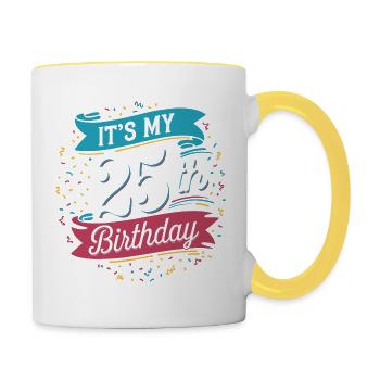 It's my 25th Birthday - Mug contrasté - blanc/jaune - Droite