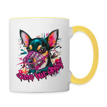Mignon mais épicé - Chihuahua - Mug contrasté - blanc/jaune - Droite