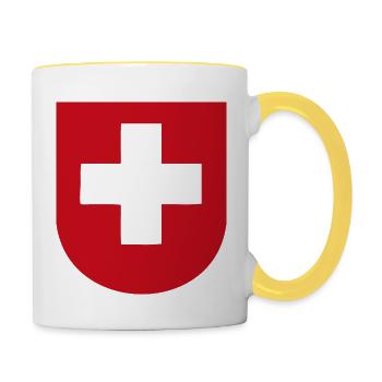 Schweizer Wappen: Stolz und Tradition - Tasse zweifarbig - Weiß/Gelb - Rechts