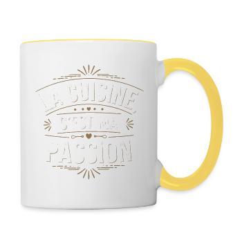La cuisine, c'est ma passion - Mug contrasté - blanc/jaune - Droite