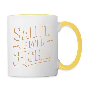 Salut je m'en fiche - Mug contrasté - blanc/jaune - Droite