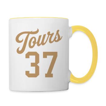 Tours 37 - Mug contrasté - blanc/jaune - Droite