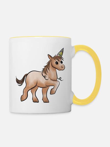 Pferdchen - Tasse zweifarbig - Weiß/Gelb