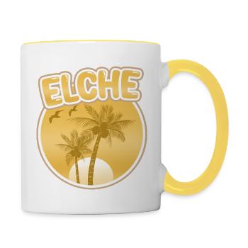 Vacances à Elche - Mug contrasté - blanc/jaune - Droite