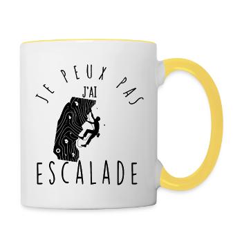 Je peux pas, j'ai escalade. - Mug contrasté - blanc/jaune - Droite