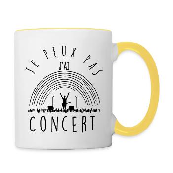Je peux pas, j'ai concert. - Mug contrasté - blanc/jaune - Droite