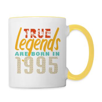 Die True Legends wurden 1995 geboren. Jahr 2025. - Tasse zweifarbig - Weiß/Gelb - Rechts