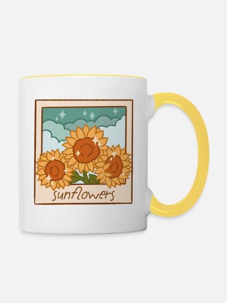Sonnenblumen Sofortbild Design - Tasse zweifarbig - Weiß/Gelb