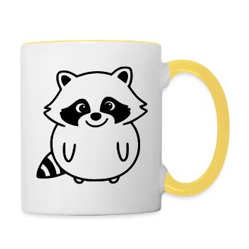 raton laveur comme illustration vectorielle - Mug contrasté - blanc/jaune - Droite