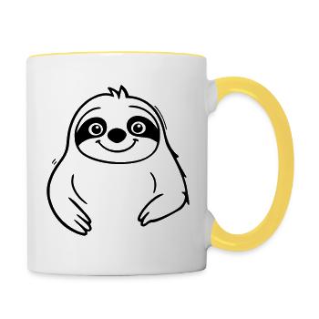 paresseux mignon comme illustration vectorielle - Mug contrasté - blanc/jaune - Droite