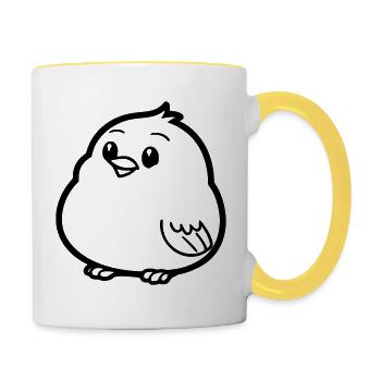 Chubby bird as vector illustration - Contrasting Mug - white/yellow - Right