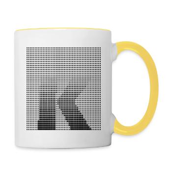Letter K, Name, der Buchstabe K - Tasse zweifarbig - Weiß/Gelb - Rechts