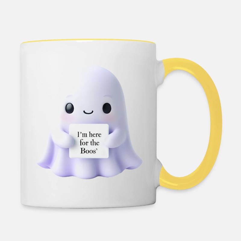 Halloween Spruch Geist Geschenkidee - Tasse zweifarbig - Weiß/Gelb