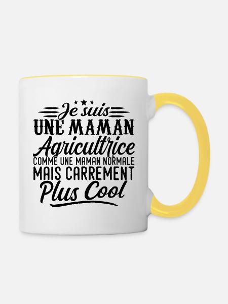 Bäuerin: Normal, aber knallharter - Tasse zweifarbig - Weiß/Gelb