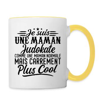 Judoka-Mama: normal, aber knallharter - Tasse zweifarbig - Weiß/Gelb - Rechts