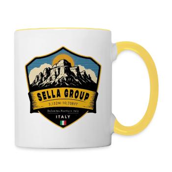 Sella Group , dolomites, italy   - Mug contrasté - blanc/jaune - Droite
