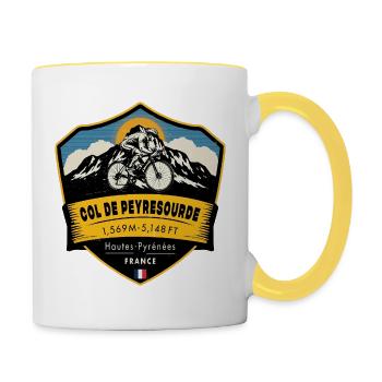 Col de Peyresourde , French Pyrenees , France  - Mug contrasté - blanc/jaune - Droite