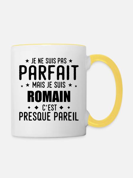 Römisch: authentisch, unvollkommen, oben, perfektioniert - Tasse zweifarbig - Weiß/Gelb