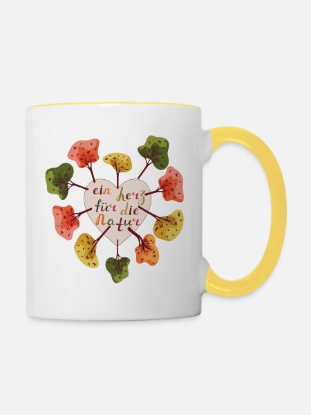 Herz voller Bäume - Tasse zweifarbig - Weiß/Gelb