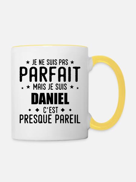 Daniel: authentisch, unvollkommen, oberflächlich, perfekt - Tasse zweifarbig - Weiß/Gelb
