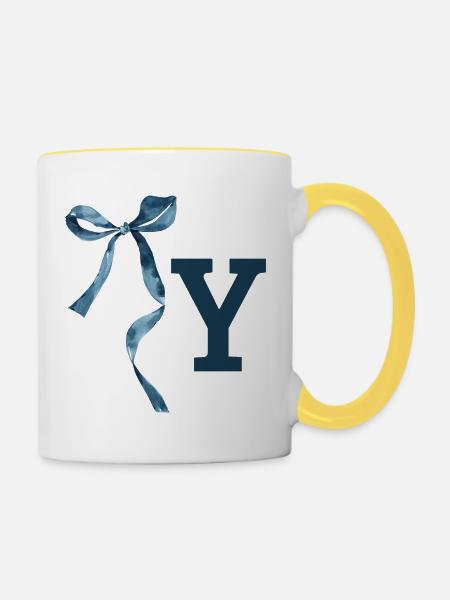 Monogramm und Geschenkidee - Tasse zweifarbig - Weiß/Gelb