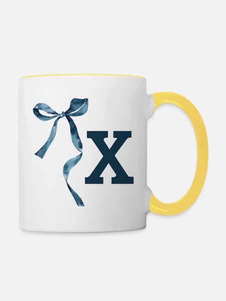 Monogramm x Geschenkidee - Tasse zweifarbig - Weiß/Gelb