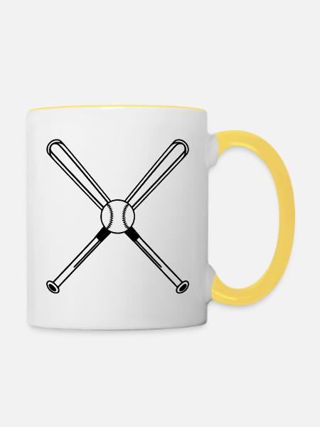 Baseball-Illustration Baseball-Spieler - Tasse zweifarbig - Weiß/Gelb
